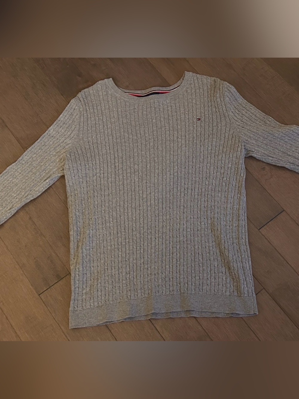 Tommy Hilfiger Light Cream Cable-Knit Crewneck Sweater